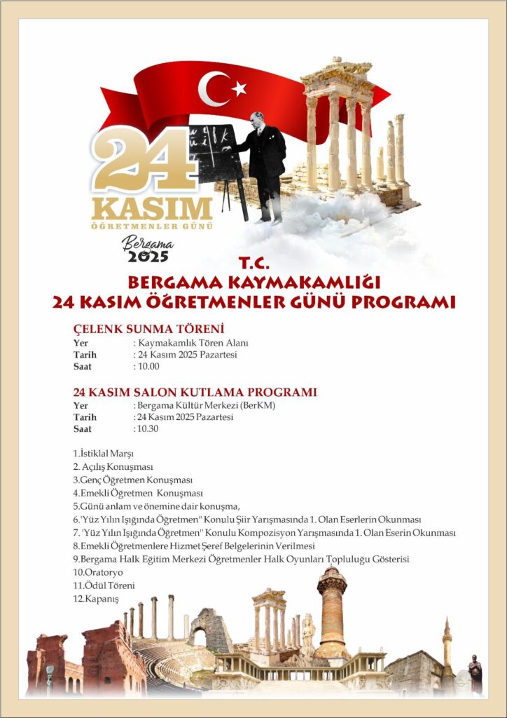 Bergama’da 24 Kasım Öğretmenler Günü Programı Açıklandı