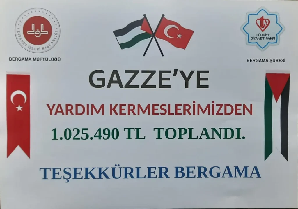 Bergama’da “Gazze’ye Umut Ol” Kermesleri Tamamlandı: 1 Milyon TL’yi Aşan Bağış Toplandı