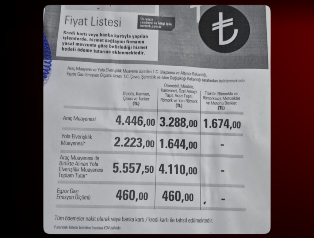 TÜVTÜRK Araç Muayene Ücretlerine Zam: 2026 Tarifesi Açıklandı